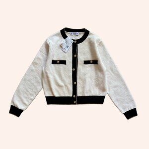 Mango Cardigan with contrasting trim Off-White